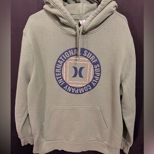 Hurley Men's Olive Hoodie with Navy Logo